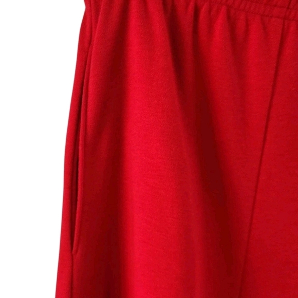 Lands End Red Cotton A Line Skirt Pleated Pull On Pleated Womens Petite S 6 8 - Picture 6 of 8